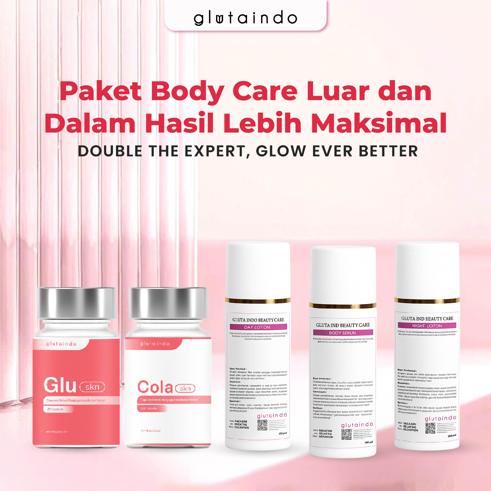 Glutaindo Paket Lengkap Body Care Luar Dalam Whitening Complete Series BPOM